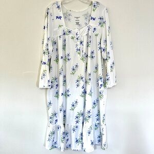 Cuddle Down Iris Bouquet Henley Button Placket Lace Pima Cotton Blend Ruffle XL